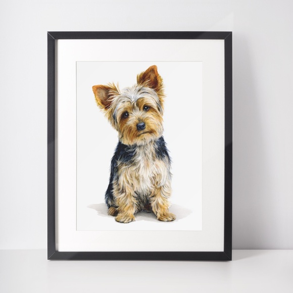Watercolor Yorkshire Dog Portrait Art Print – Unframed Fine Art Poster - Picture 3 of 5